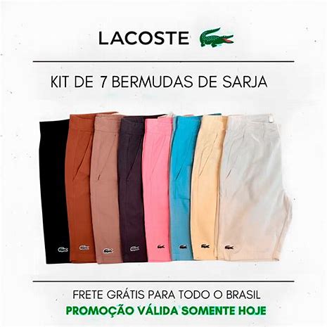 KIT COM 06 BERMUDAS SARJA PREMIUM LACOSTE